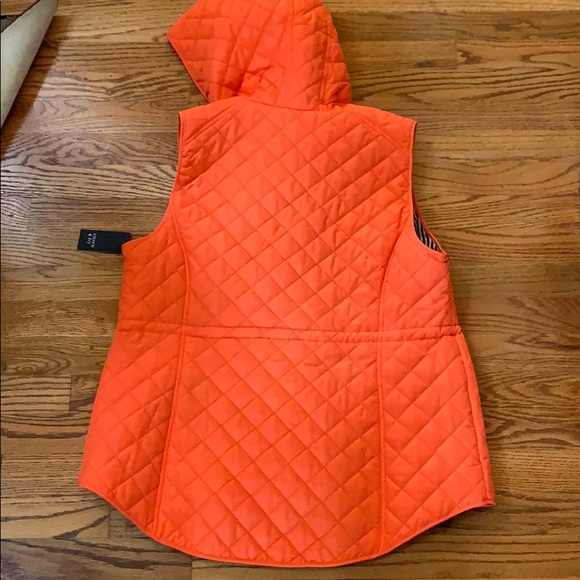 NWT CROWN AND IVY Lit Orange Capri Vest Hood - Picture 5 of 5